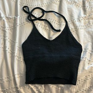 Knit halter crop top